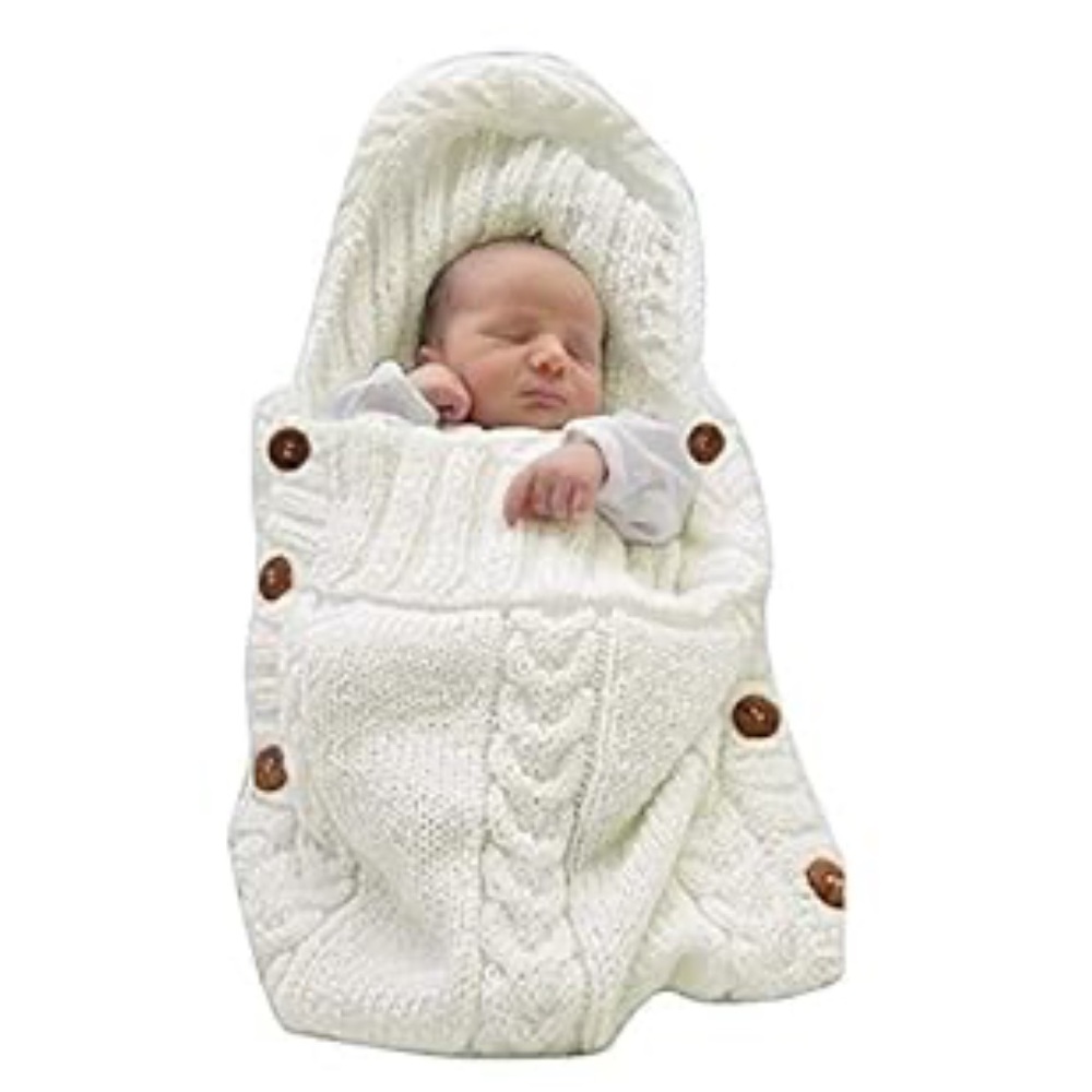 Baby swaddled knitted with buttons